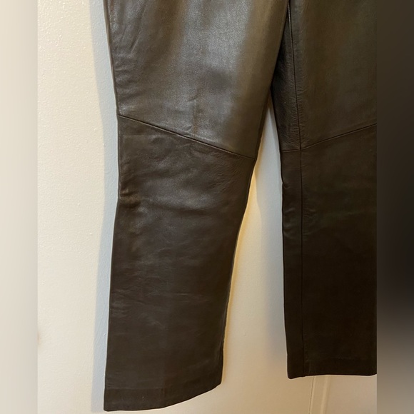 Lord Taylor Brown Lamb Leather Pants Sz 8P High Waist Straight Leg Lined - Picture 5 of 9
